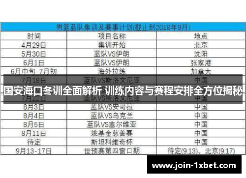 国安海口冬训全面解析 训练内容与赛程安排全方位揭秘